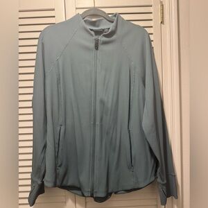 Athleta Light Blue/green Ribbed Salutation Jacket